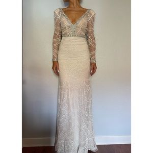 BERTA Beaded Long Sleeve Wedding Gown